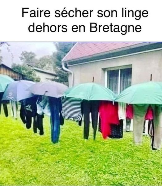 image drole Faire secher le linge en Bretagne