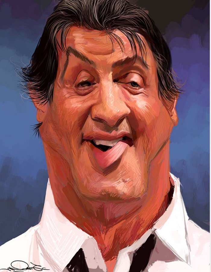 Sylvester Stallone vs caricature